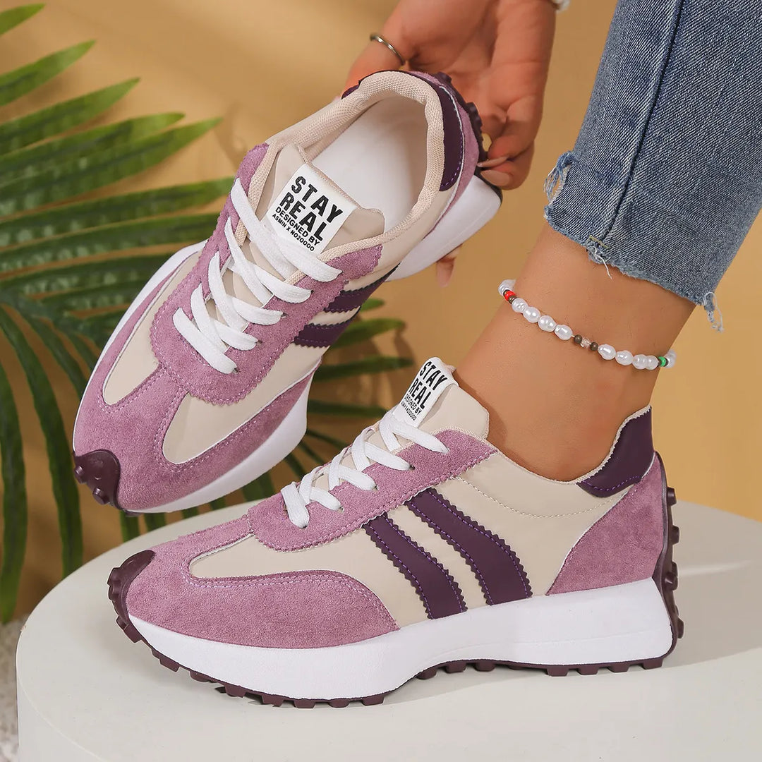 Renais - Sneakers With Lace-Up Closure and Contrast Stripes