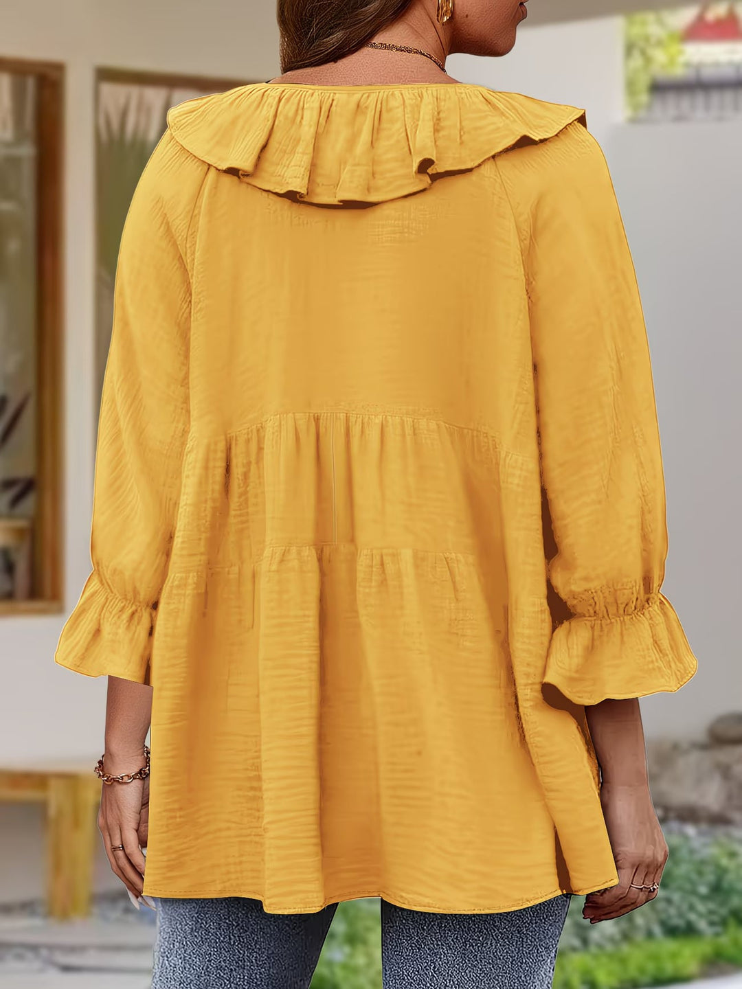 Garbine - Elegant Ruffle Neck Blouse