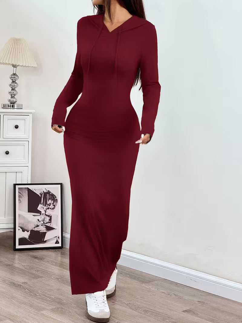 Valeia - Long Sleeve Maxi Dress With Hood