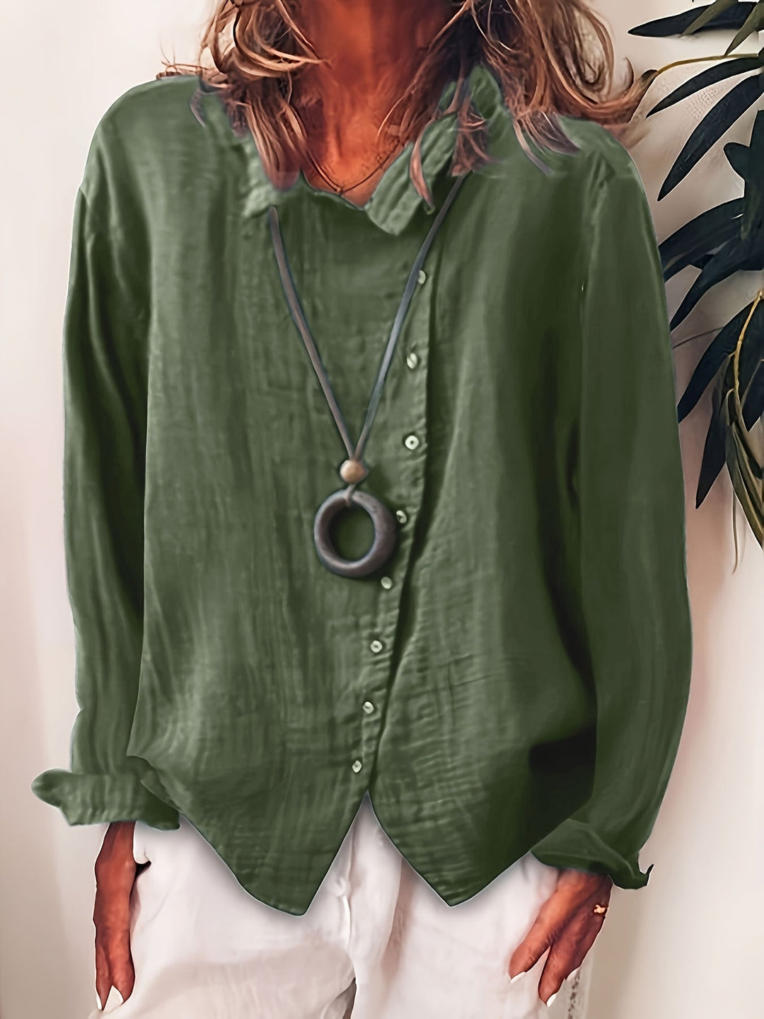 Ristia - Casual Long Sleeve Button-Up Blouse