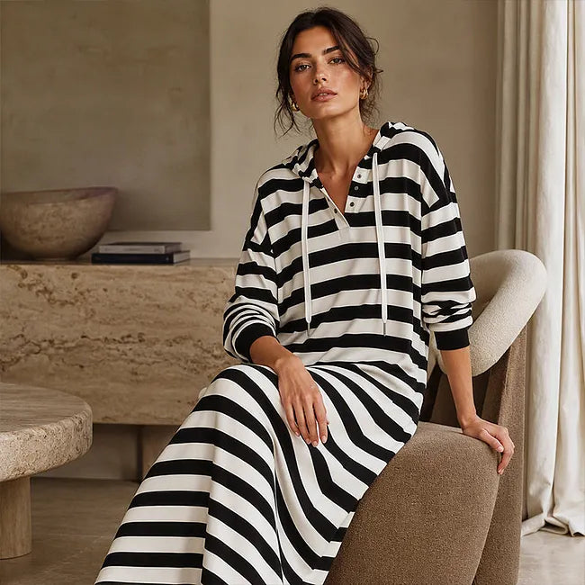 Sabrita - Striped Hooded Sweatshirt Dress