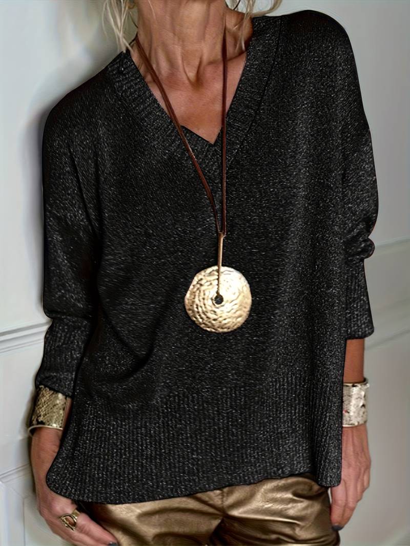 Migle - Long Sleeve V-Neck Sweater