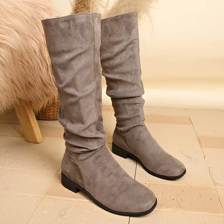 Lianilelle - Slouchy Mid-Calf Boots With Low Heel