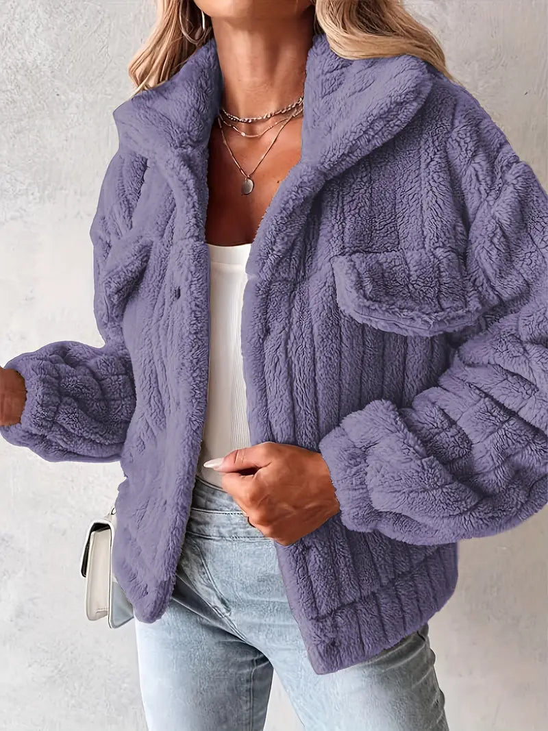 Narin - Casual Teddy Jacket With Faux Pocket