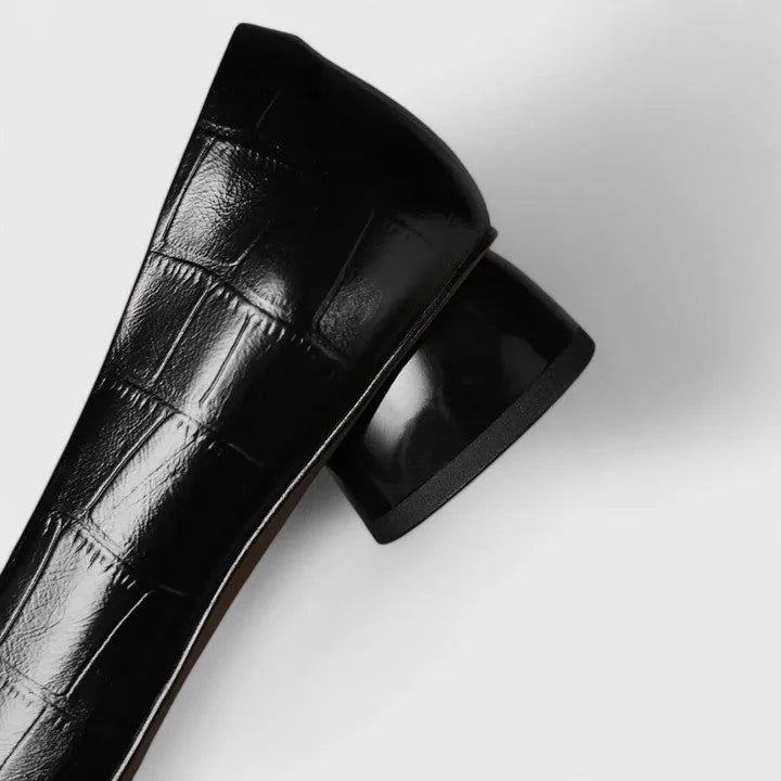 Antia - Elegant Square Toe Buckle Flats with Low Heel