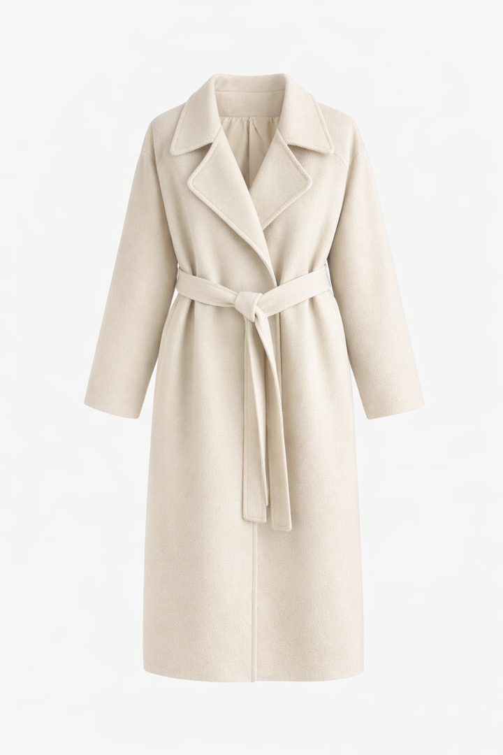 Shulamit - Elegant Long Sleeve Overcoat With Belt