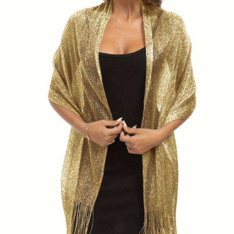 Shoshana - Elegant Decorative Shawl Lace Tassel With Metallic Scarves