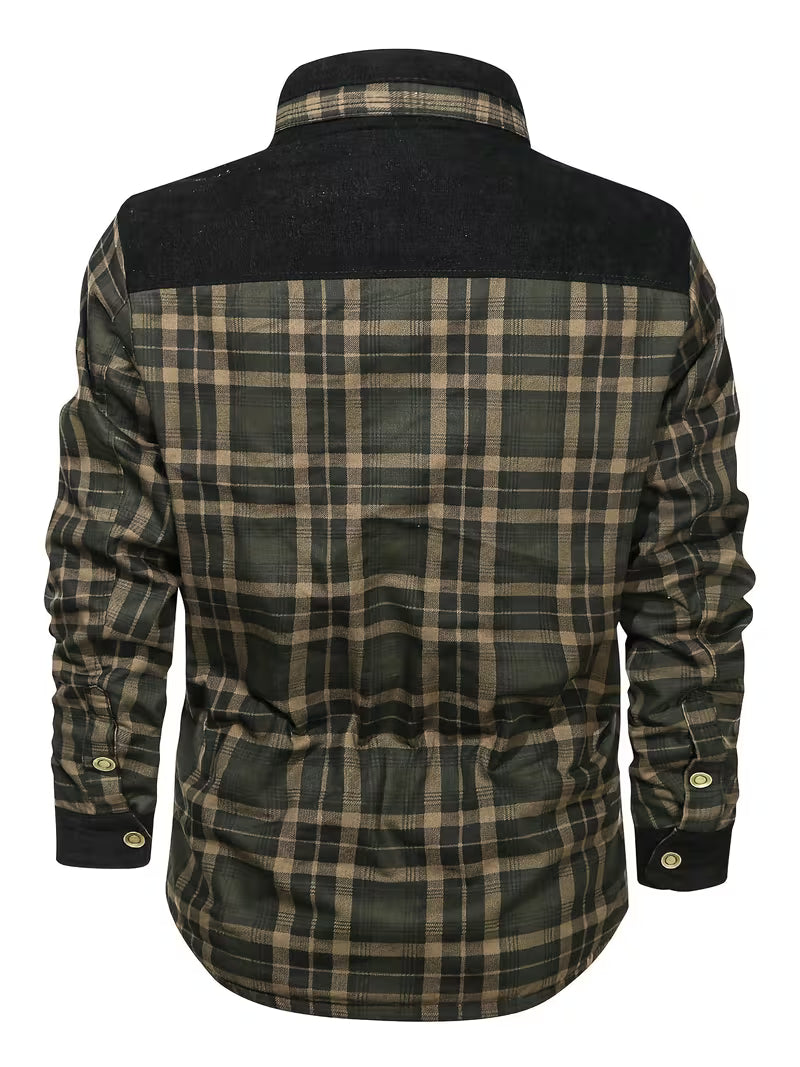 Fayeetta - Plush Lined Lapel Plaid Jacket