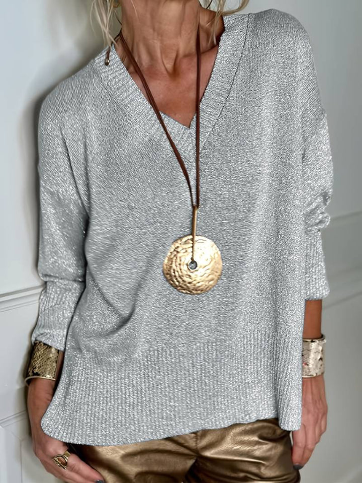 Migle - Long Sleeve V-Neck Sweater