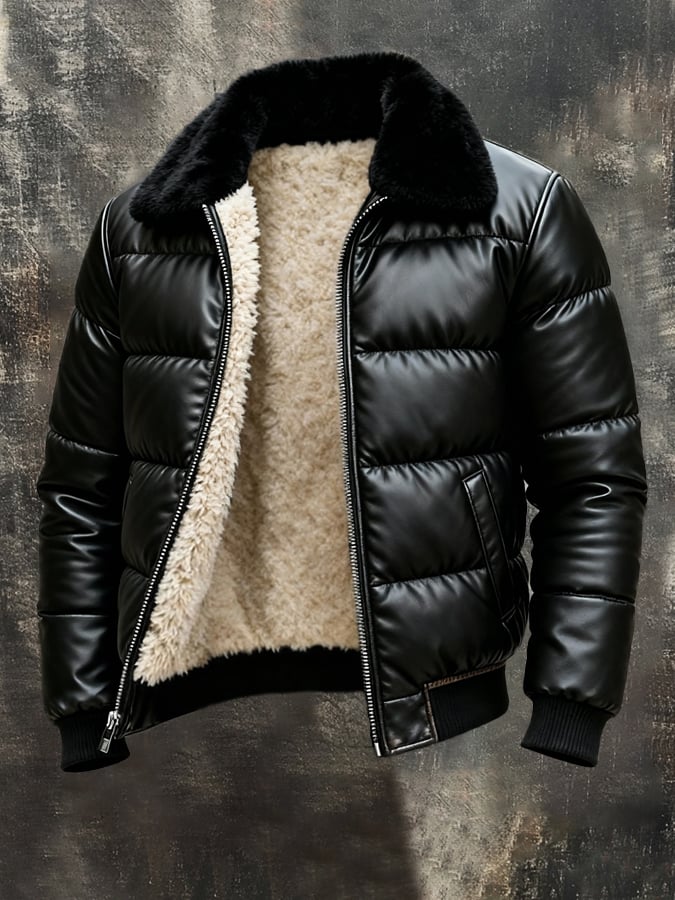 Cristian - Soft Leather Jacket With Fur Collar
