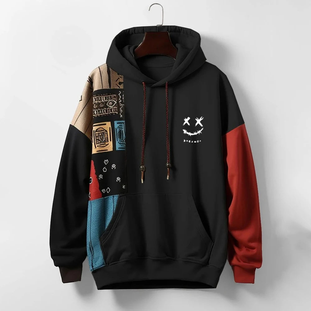 Geffrey - Comfortable Long Sleeve Contrast Hoodie
