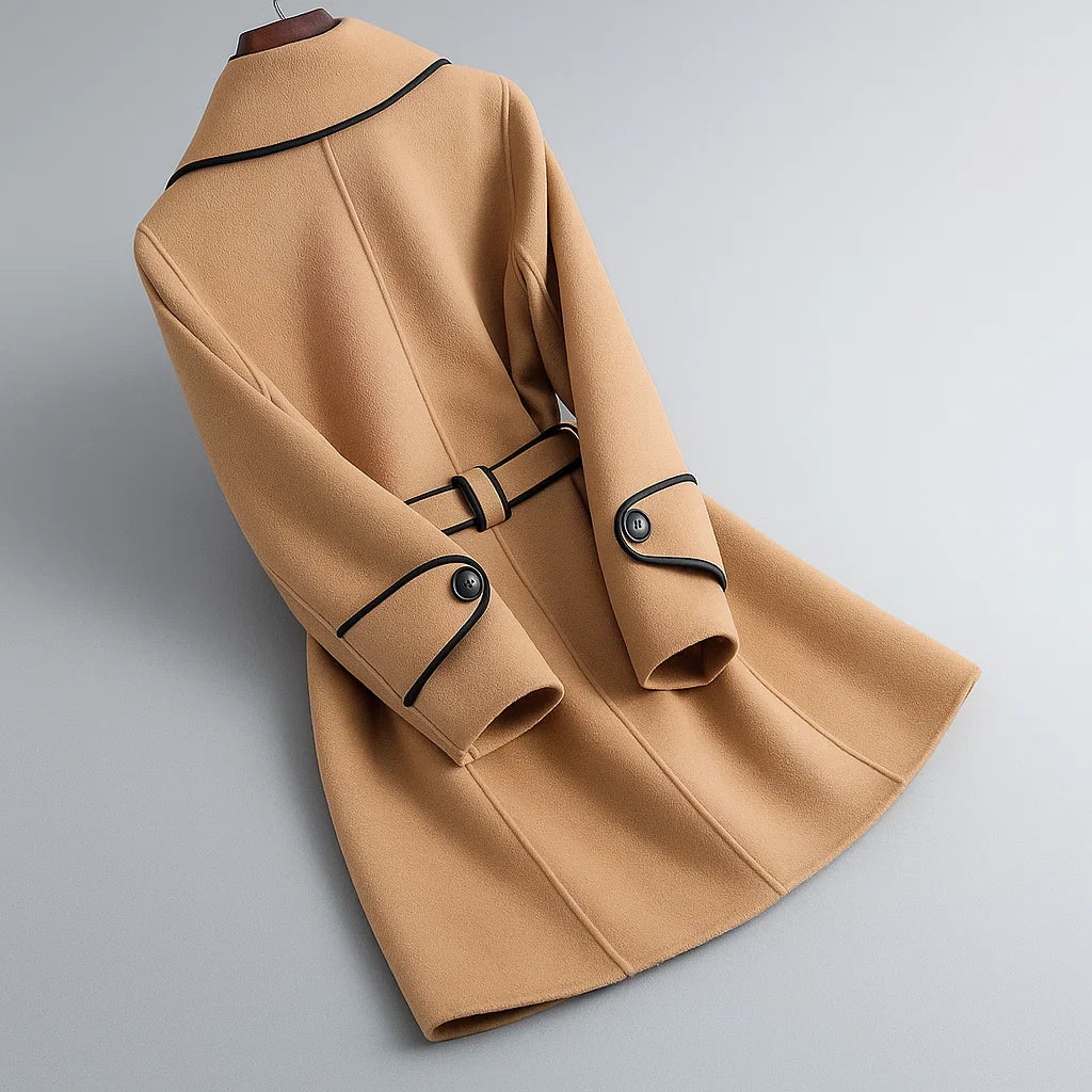 Aitana - Lapel Collar Trench Coat With Belt Tie