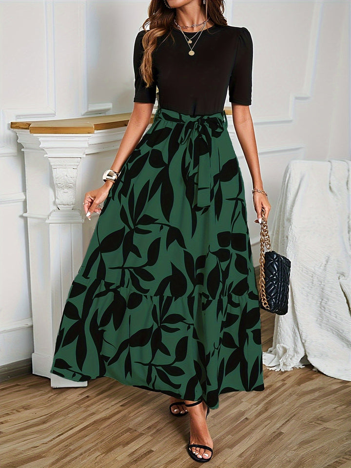 Nuray - Elegant Floral Short Sleeve Dress