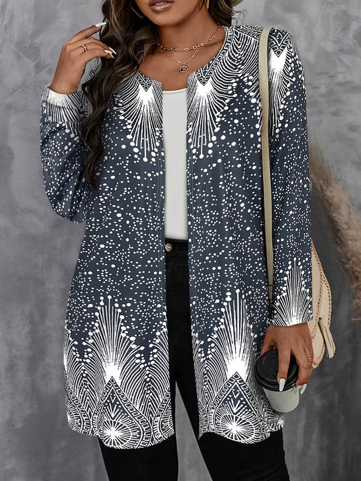 Juliorine - Casual Polka Dot and Line Pattern Cardigan