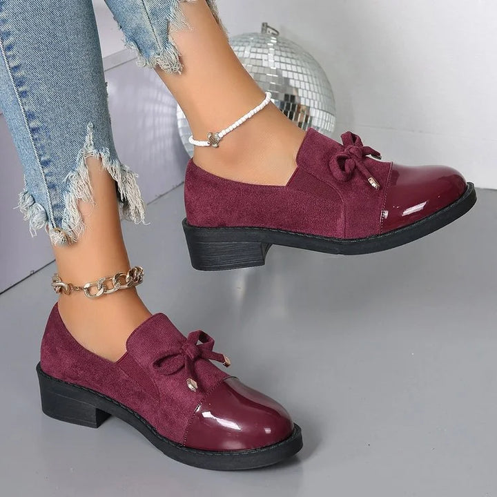 Azahra - Elegant Slip-On Loafers With Bow