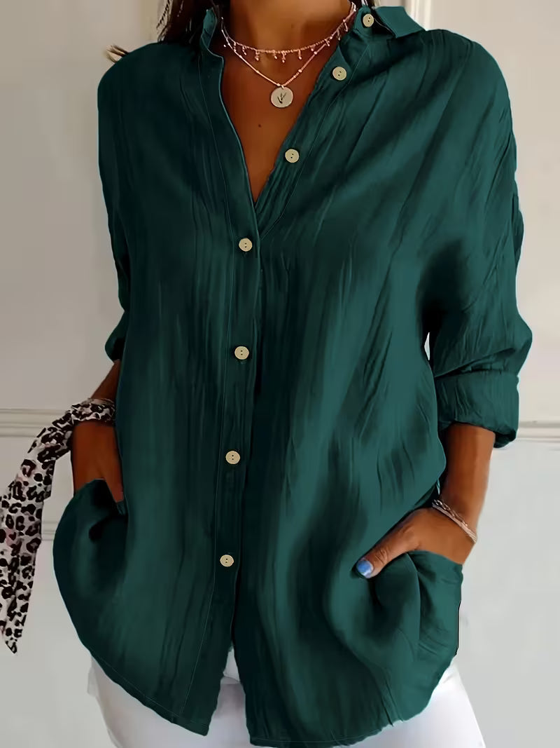 Seria - Long Sleeve Button-Up Collared Shirt