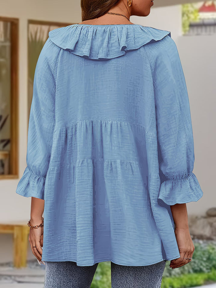 Garbine - Elegant Ruffle Neck Blouse