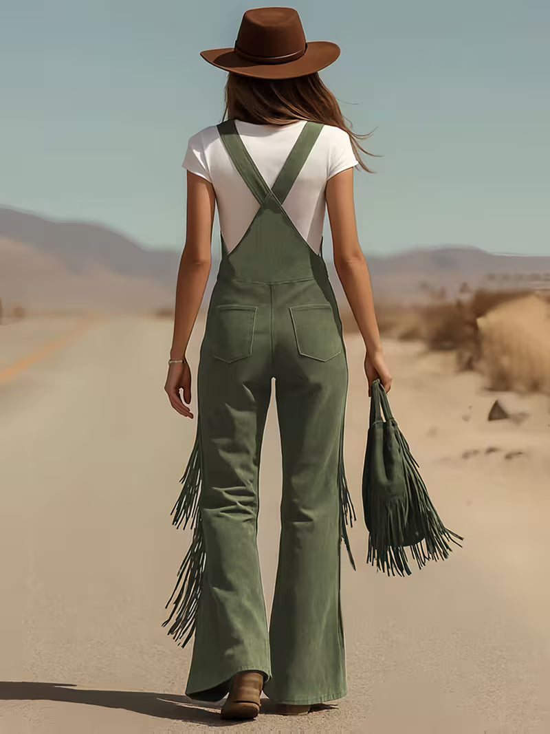 Ketiya - Wide Leg Cargo Pants With Fringe Trim
