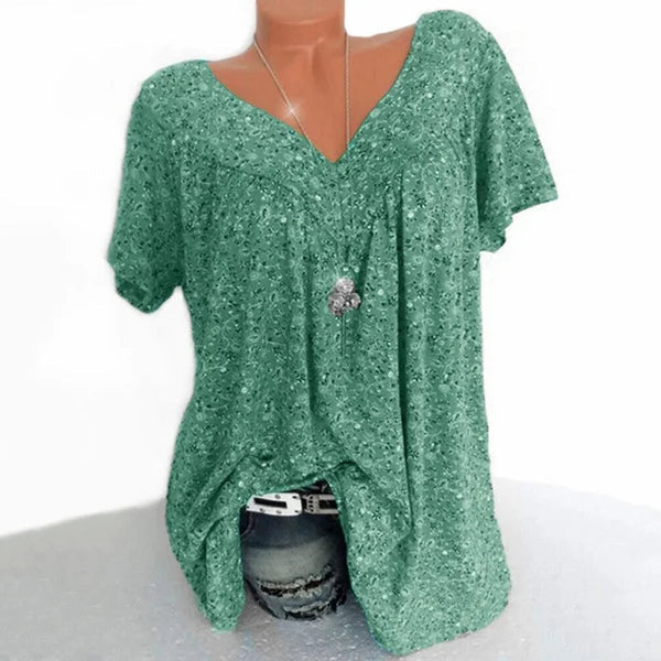 Sarita - Floral Print Short Sleeve Blouse