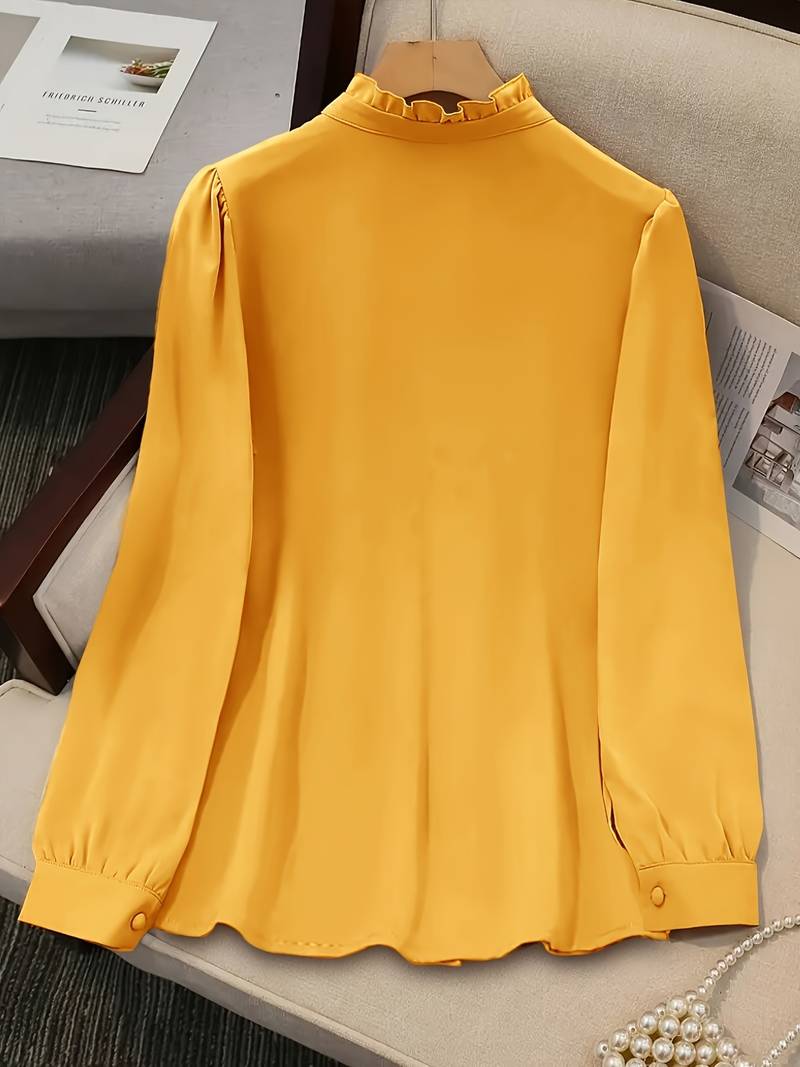 Sivanah - Elegant Placket Ruffle Shirt With Draping