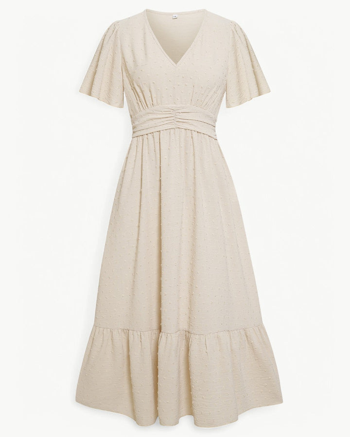 Rameena - Stylish V-Neck And Short Sleeve Dress