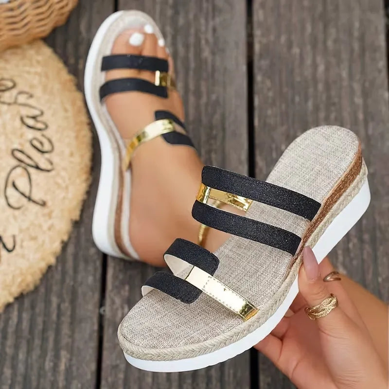 Gerrits - Platform Sandals With Strappy Buckle Front
