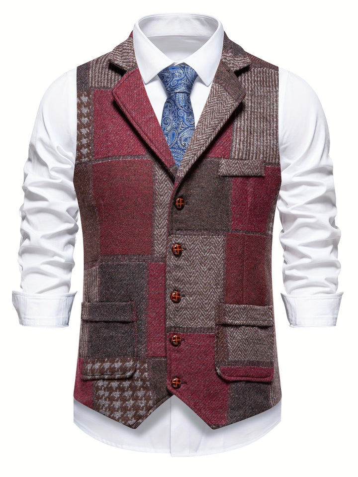 Saverse - Patchwork Herringbone Tweed Vest