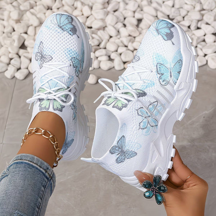 Destinee - Butterfly Print Lace-Up Sneaker