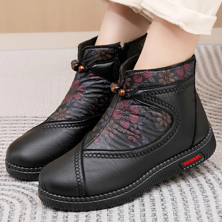 Robbie - Vintage Floral Leather Ankle Boots
