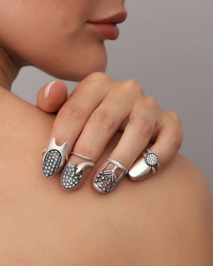 Marinan - Boho Adjustable Nail Ring Set-4 pcs
