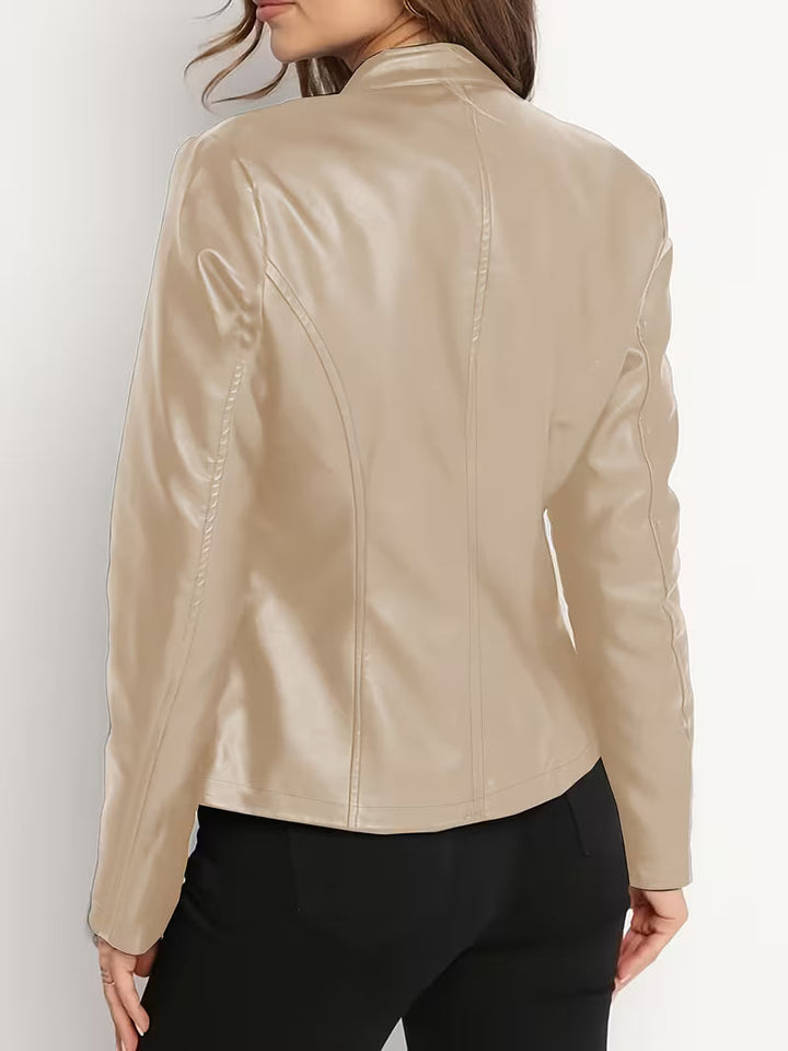 Rosaeaica - Elegant Faux Leather Jacket With Zipper
