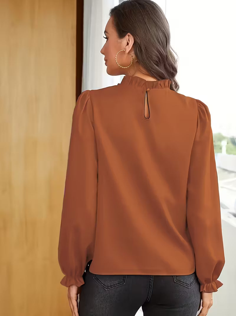 Aurelija - Blouse With Ruffle Collar And Puff Sleeves