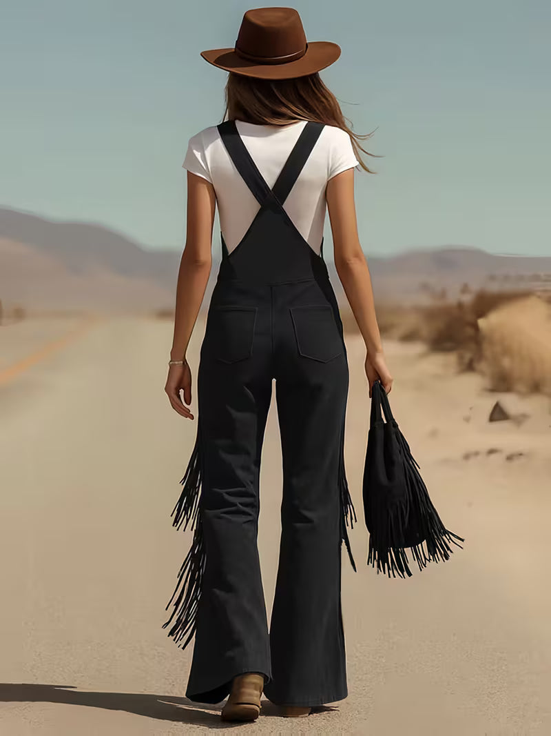 Ketiya - Wide Leg Cargo Pants With Fringe Trim