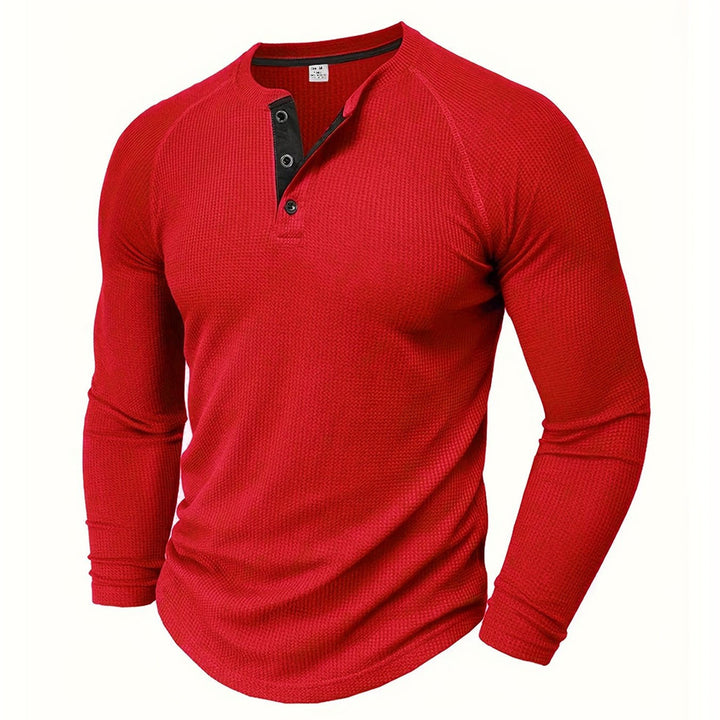 Jarik - Textured Long Sleeve Henley T-Shirt