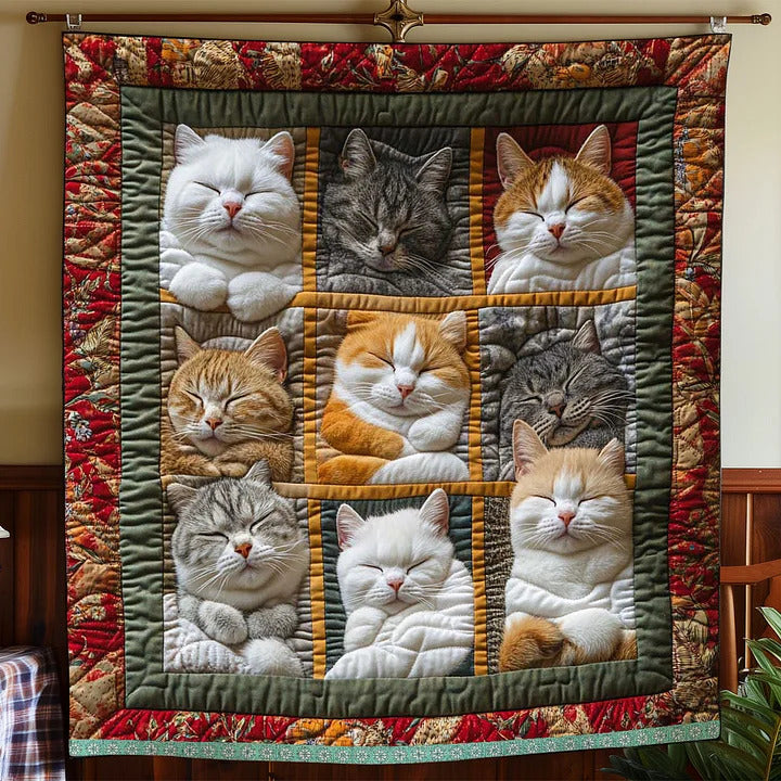 CozyCats - Blanket with Sleeping Royal Cats Printed