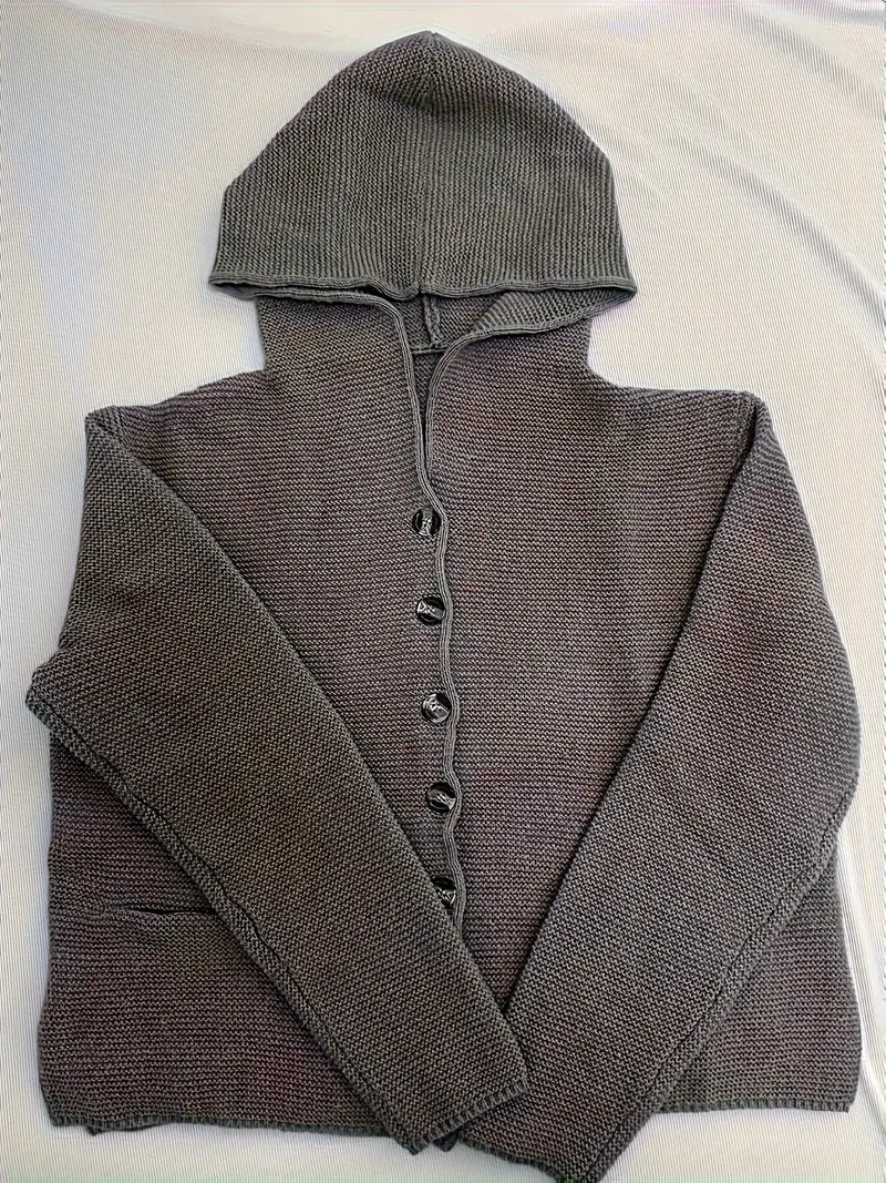 Bressan - Elegant Long Sleeve Hooded Cardigan