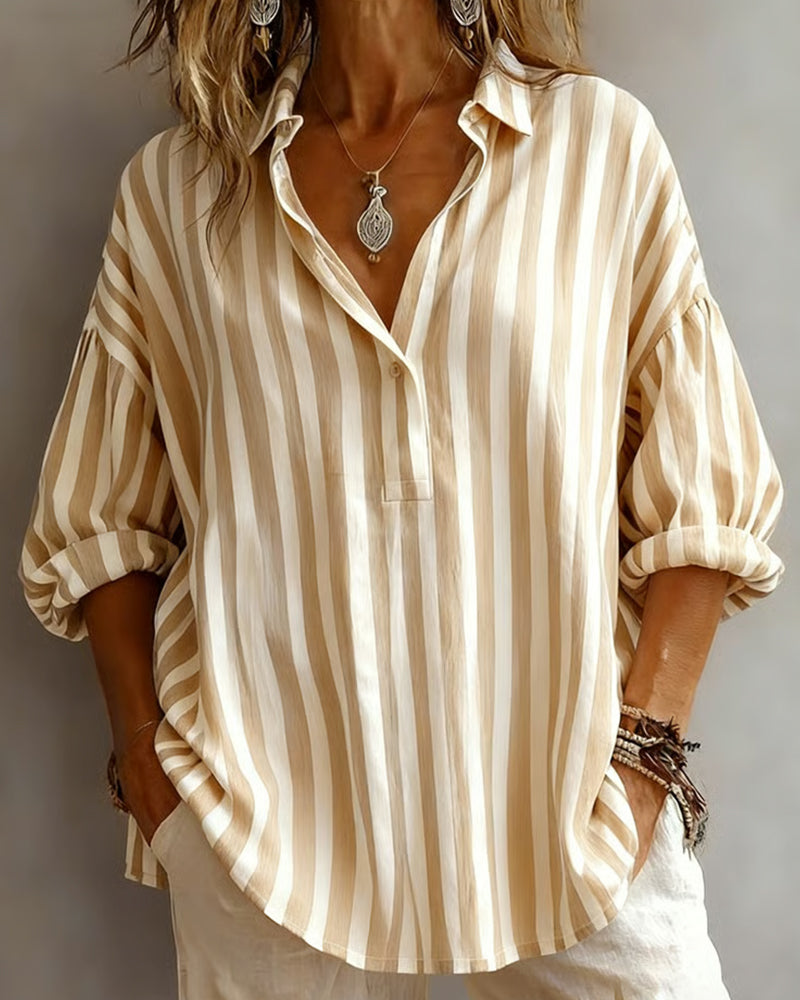 Jessy - Loose Striped Blouse with Collar