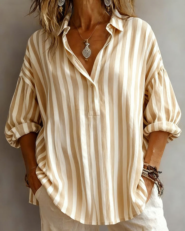 Jessy - Loose Striped Blouse with Collar