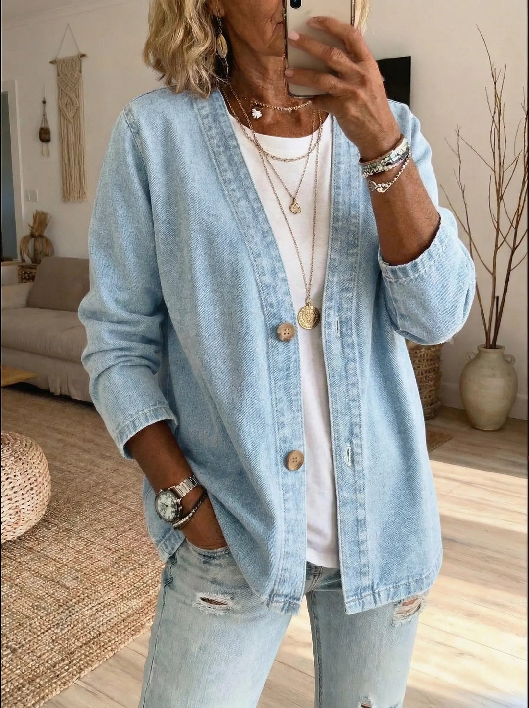 Helama - Casual Lightweight Denim Jacket