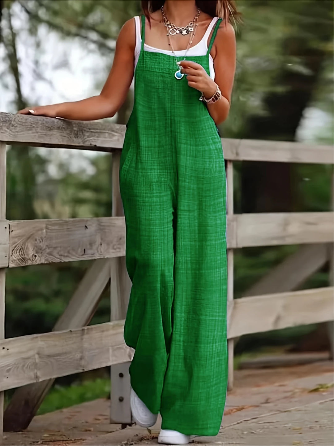 Annia - Casual Wide Leg Overalls With Pockets