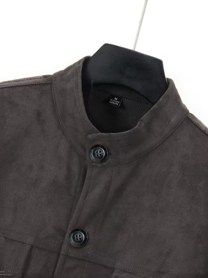 Lucrira - Suede Jacket With Dual Front Pockets
