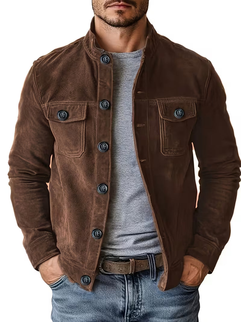 Lucrira - Suede Jacket With Dual Front Pockets