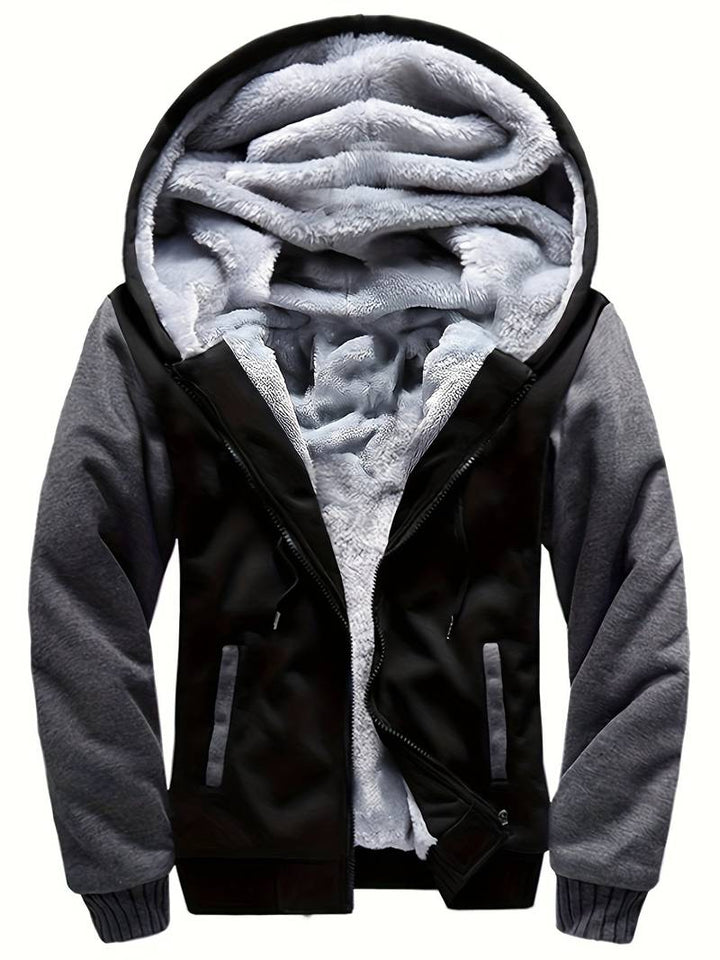 Oziel - Warm Fleece Hooded Jacket With Zipper