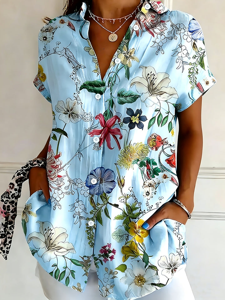 Nabilah - Casual Short Sleeve Top With Floral Print