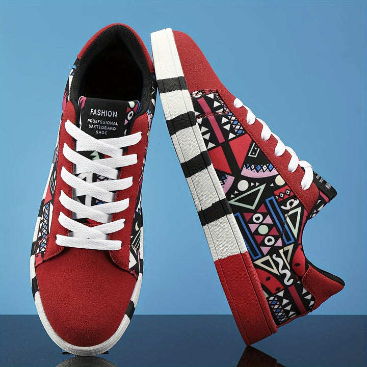 Nalson - Geometric Printed Lace-Up Sneakers