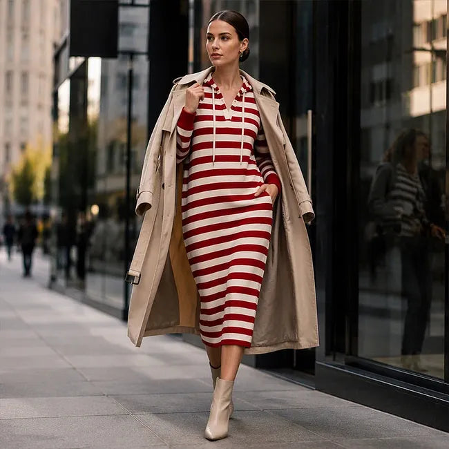 Sabrita - Striped Hooded Sweatshirt Dress