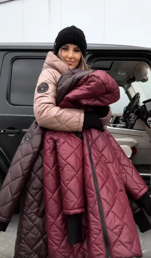 Nivelle - Long Hooded Zip-Up Quilted Coat