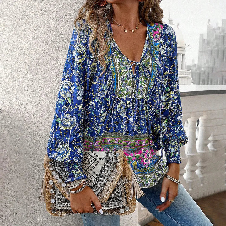 Sallie - Holiday Top with Print