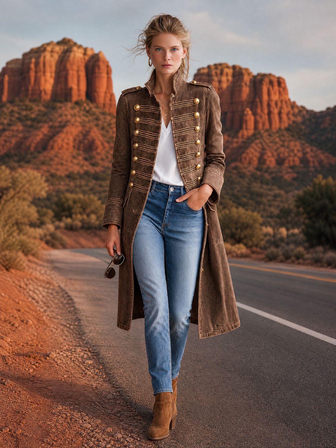Soleeaessa - Long Sleeve Coat With Stand Collar
