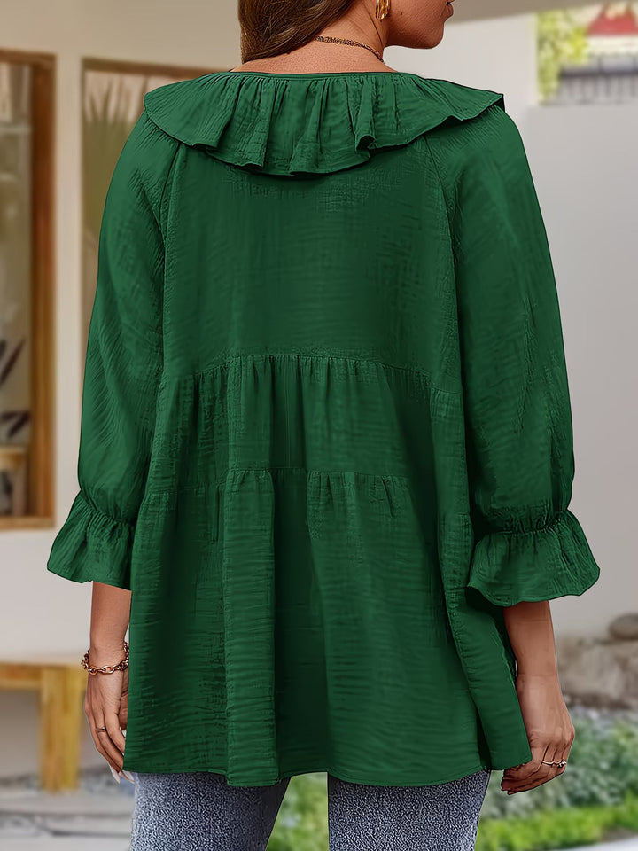 Garbine - Elegant Ruffle Neck Blouse